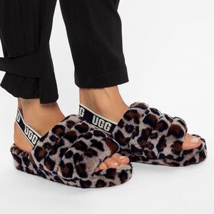 UGG Fluff Yeah Leopard Slide sz 8